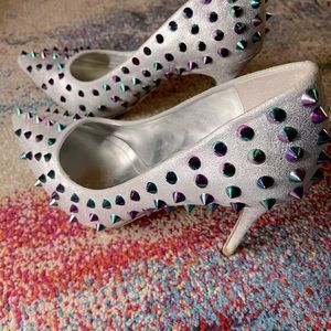 BCBG silver pumps